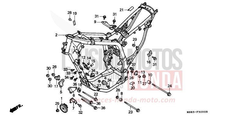 FRAME BODY for Africa Twin SHASTA WHITE (NH138H) from 1989